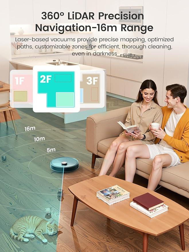 Lefant LiDAR Robot Vacuum and Mop, 20000Pa Suction, 90-Day Self-Emptying, Obstacle Avoidance, Auto Mop Washing&Drying, All-in-One for Pet Hair Carpet, 5G WiFi Alexa/APP/iWatch Control, M3 Max - NeatNest