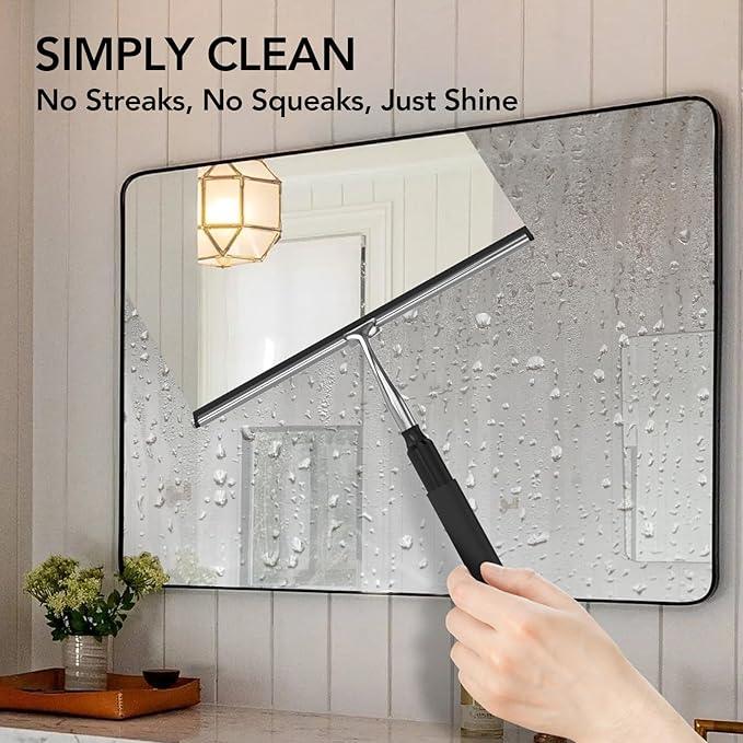 Shower Squeegee with Long Handle, 15-51" Telescopic Squeegee for Window Cleaning, Window Squeegee for Glass Doors, Extendable Window Cleaner Tool for Tile Walls, Sliding Door, Floor, Car Windshield - NeatNest