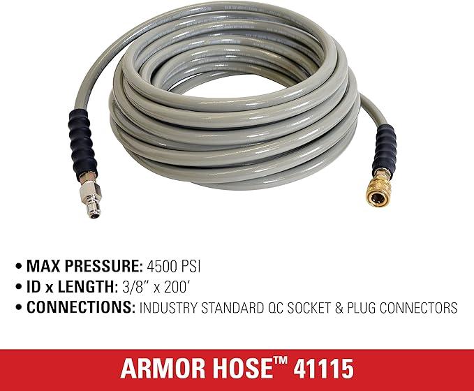 Simpson Cleaning 41115 Armor Series 4500 PSI Pressure Washer Hose, Hot and Cold-Water Use, 3/8 Inch by 200 Feet - NeatNest
