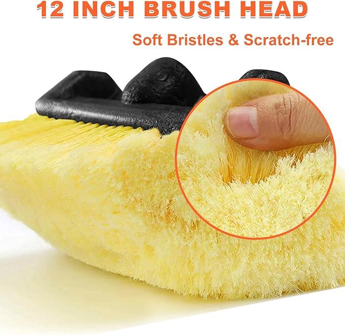 Buyplus 12FT Car Wash Brush with Long Handle, 12-Inch Soft Bristle, with Aluminium Telescoping Pole, for Cleaning Car, SUV, RV, Boats, House Siding, Floors, Solar Panels, and More - NeatNest