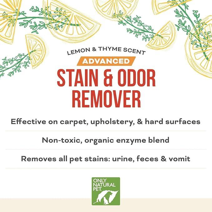 Only Natural Pet Advanced Dog Stain + Odor Remover with Oxy, All-Natural Professional Strength Enzymatic Cleaner - Pet Stain and Urine Odor Remover- 32 Fl Oz - NeatNest