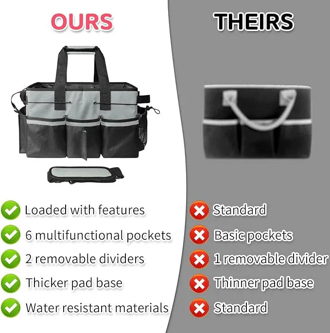 Boczif Cleaning Caddy Bag Wearable, Supplies Organizer With Handle, Shoulder Straps & Detachable Divide, Tool Organizers Tote for Cleaners & Housekeepers (Grey) - NeatNest