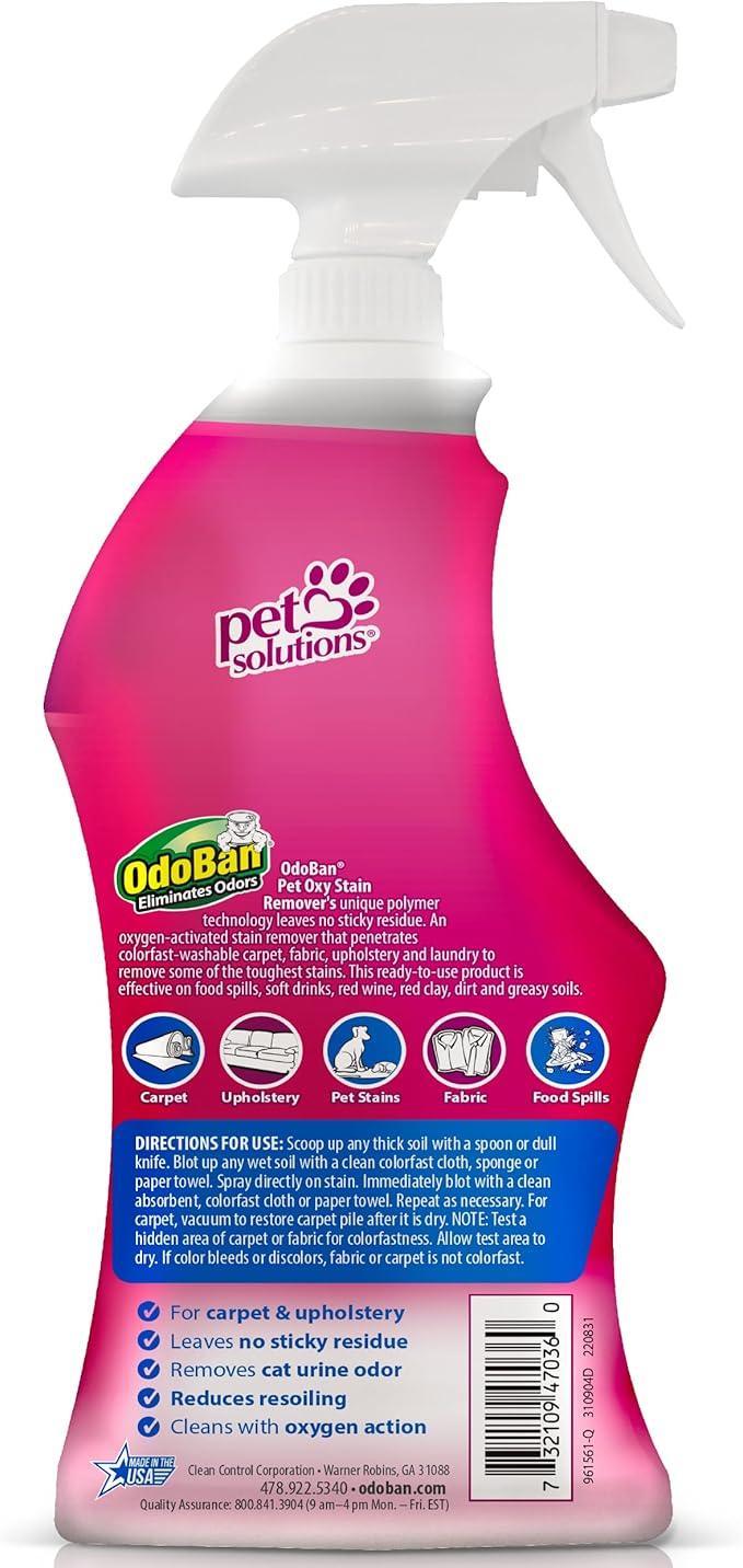 OdoBan Pet Solutions Oxy Stain Remover, Pet Stain Eliminator, Made in the USA, 6-Pack, 32 Ounce Spray Each - NeatNest