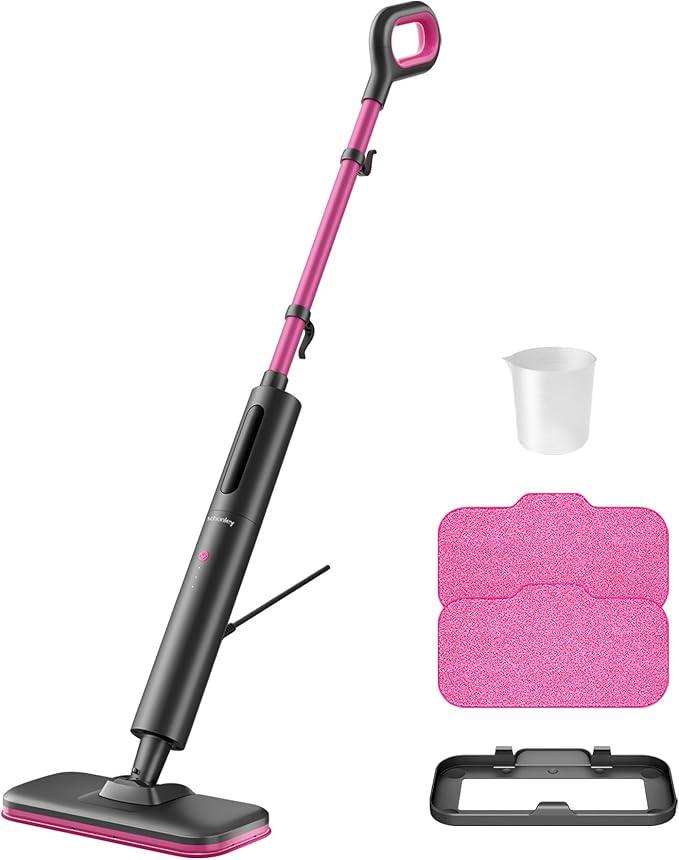 Schenley Steam Mop Cleaner Powerful - 15s Fast Heat-Up, Chemical-Free for Hardwood/Tile/Laminate & Floors/Walls, Washable Pads, 3 Modes for Carpet, Lightweight, Self-Standing, Sleek Design - NeatNest