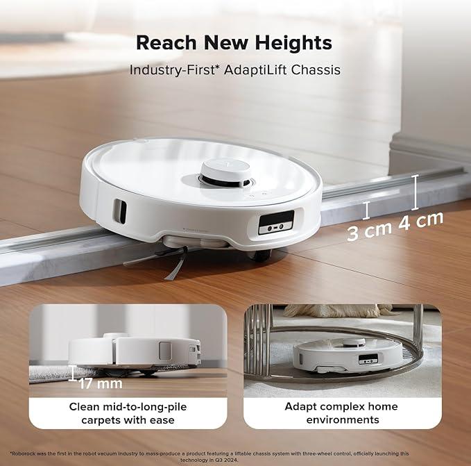 roborock Qrevo Curv Robot Vacuum and Mop, 18,500Pa Suction, Zero-Tangling, AdaptiLift Chassis, FlexiArm Technology, Hot Water Mop Washing & Dock Self Cleaning, Al Obstacle Recognition - NeatNest