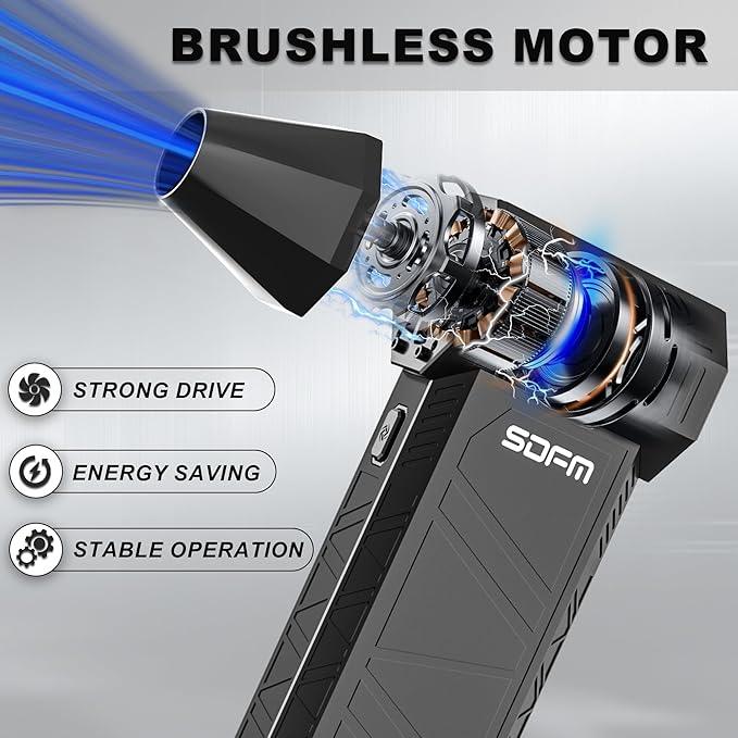 SDFM Compressed Air Duster - Electric Air Duster with Built in Brushless Motor,130,000RPM, 3-Speed Adjustable Air Blower - Suitable for Keyboard, Computer, car, and Home Cleaning (X3) (Max-Black) - NeatNest