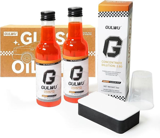 GULWU Windshield Washer Fluid Concentrate,1:80 Power Formula (30 Fl Oz), Removes Grease, Bugs, Grime from Windshields, Includes Brush