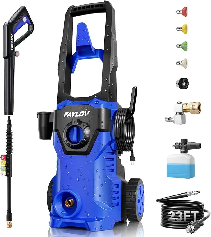 Pressure Washer, 2025 Upgraded 1500W Power Washer with No-Bend 360° Nozzle, Foam Cannon & 4-Nozzle Set, Portable Pressure Washer Cleaning Machine for Cars & Undercarriage Cleaning Driveways - NeatNest