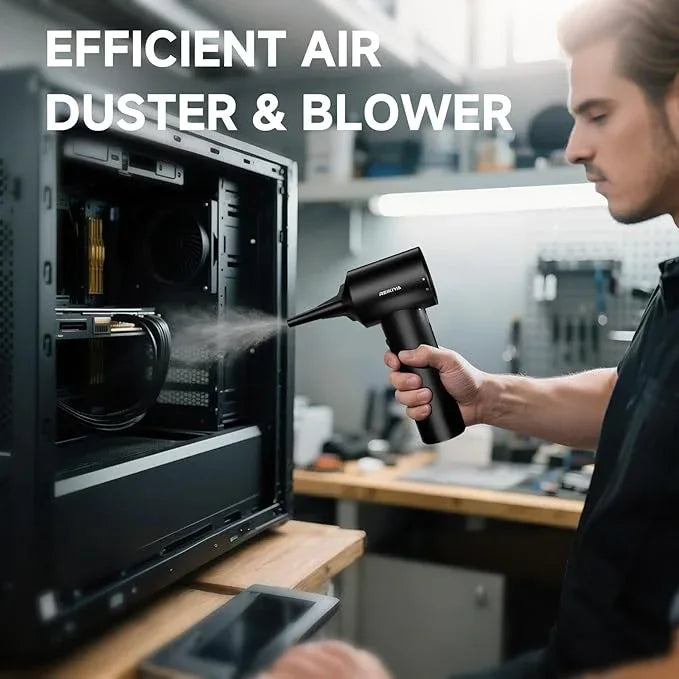 REIKIYA Compressed Air Duster 150000RPM Portable Air Blower for Computer, Keyboard with LED Light, 7800mAh Rechargeable 18000Pa Cordless Portable Vacuum Cleaner for Car Home Office - NeatNest