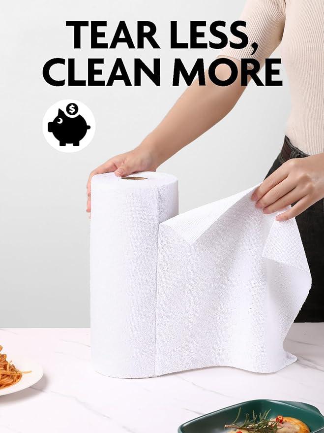 Fantasticlean Microfiber Cleaning Cloth Roll -75 Pack, Tear Away Microfiber Towels, 12" x 12", Reusable, Washable, Scratch Free, Ultra Absorbent Dish Rags for Car, Home, Garage or Shop (White) - NeatNest