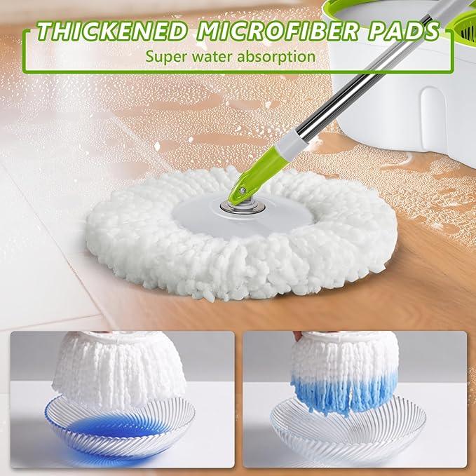 Spin Mop Bucket System,Masthome 360°Spin Mop and Bucket with Wringer Set,EasyWring Microfiber Mop with 3 Mop Pads,Spinning Floor Cleaning System for Floor Cleaning - Home & Office Suitable - NeatNest