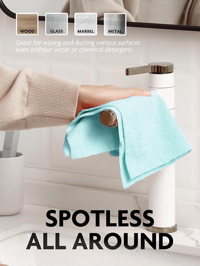Fantasticlean Microfiber Cleaning Cloth Roll -75 Pack, Tear Away Microfiber Towels, 12" x 12", Reusable, Washable, Scratch Free, Ultra Absorbent Dishcloth for Home Supplies, Car, Pet, Kitchen (Blue) - NeatNest
