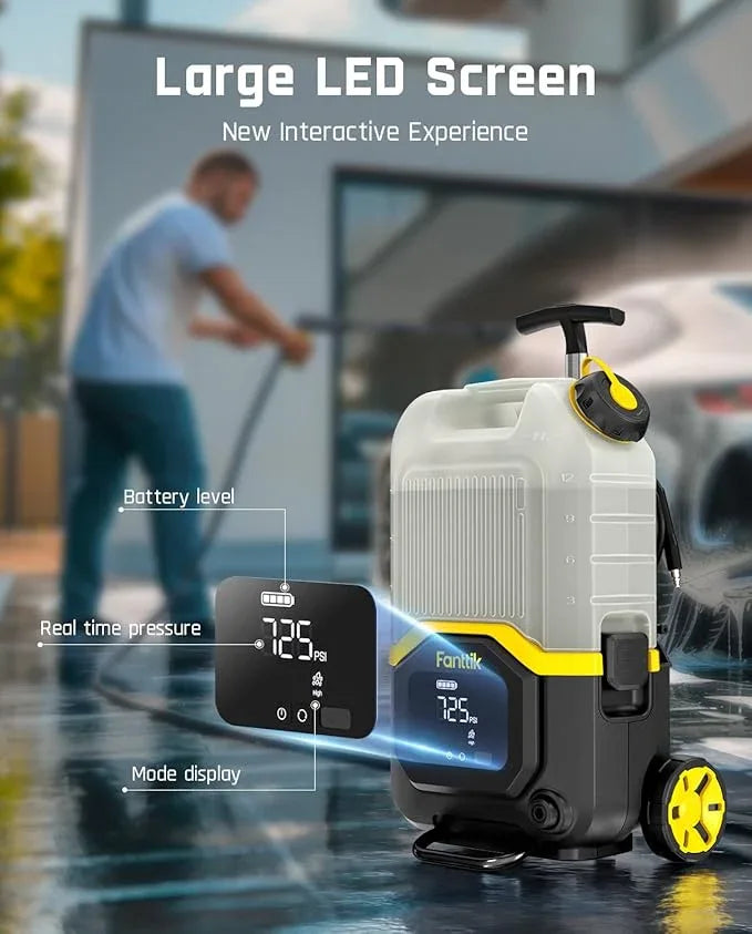 Fanttik NB8 Ultra Cordless Pressure Washer w/4.0 Gal Tank, Max 725PSI Electric Power Washer with 5-in-1 Nozzle, 20FT Hose, Adjustable Pressure, Power Cleaning for Car Washing, Patio - NeatNest