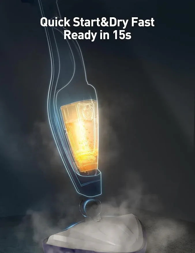 12-in-1 Steam Mop, Fast 15-Sec Heat-Up, 1500W Detachable Handheld Steam Cleaner with 2 Dirt Grip Pads, Removes 99.99% Stubborn Stains for Hardwood Floors, Clothes, Windows, Tiles, Furniture, Black - NeatNest
