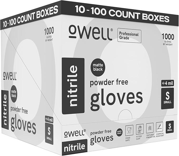 OWELL® Professional Grade Black Disposable Nitrile Gloves – 4 Mil Food Safe, Medical Exam, Powder-Free, Latex-Free Gloves - NeatNest