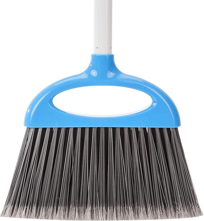 Amazon Basics Dustpan Broom Set with Easy Assembly and Long Handle, Blue and White - NeatNest