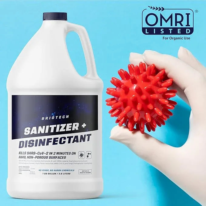 BRIOTECH Sanitizer Disinfectant Hypochlorous, Kill 99.99% of Viruses & Bacteria, Control Mold, Eliminate Odor, Gentle for Nursery & Play Rooms, Food Contact Surface Sanitizer, 1 Gallon Refill - NeatNest