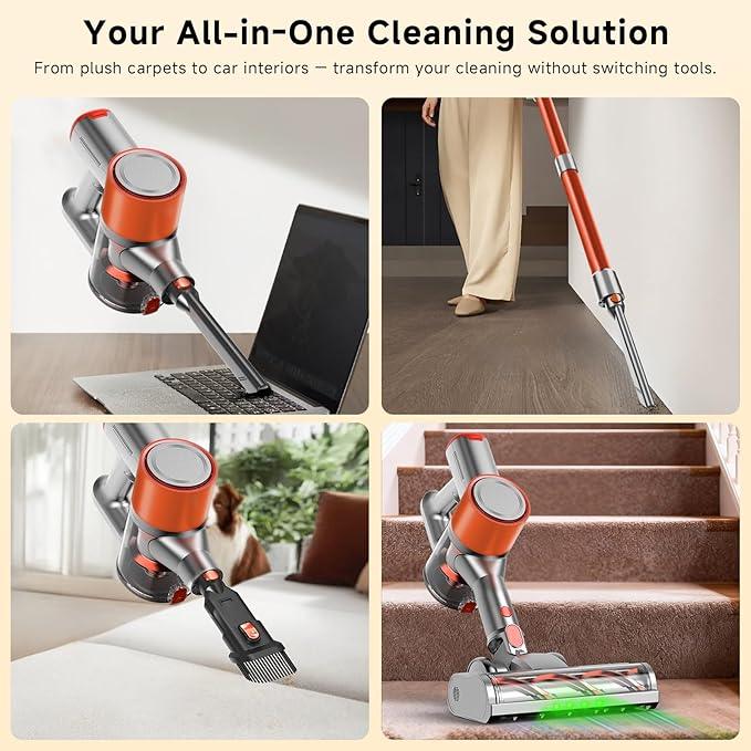 Stick Cordless Vacuum Cleaner - Lightweight Handheld Vacuum with Self Standing, Removable Battery with 45min Running Time, Anti-tangle Wireless Vacuum for Home Pet Hair/Hardwood Floor/Carpet OB - NeatNest