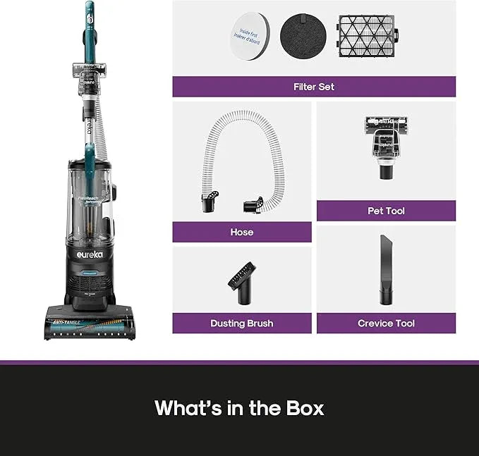 Eureka FlexReach Plus Bagless Upright Vacuum Cleaner for Home,Pet Vacuum for Carpet and Hard Floor, Lift-Up Vacuum with Flooring Type Sensor, HEPA Filter,Anti-Tangle, NEU652, Green - NeatNest