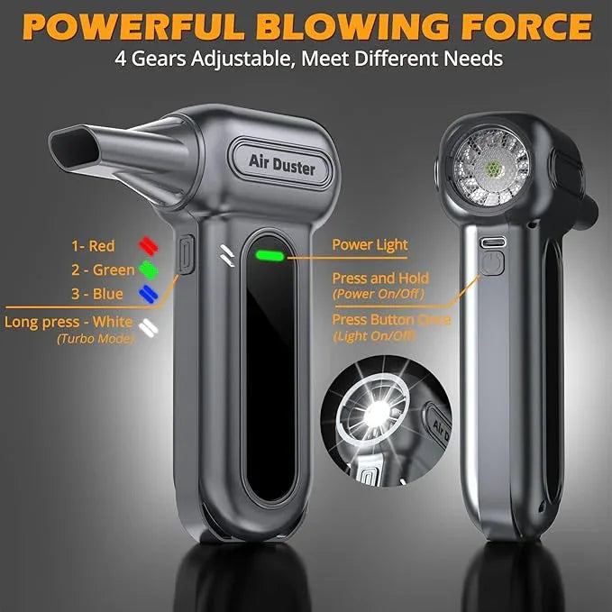 Electric Air Duster Cleaning Tools -180000RPM Super Power Cordless Air Duster, Rechargeable Brushless Motor Durable Blower, 4-Gear Adjustable Dust Blower for Computer, Keyboard and Car - NeatNest