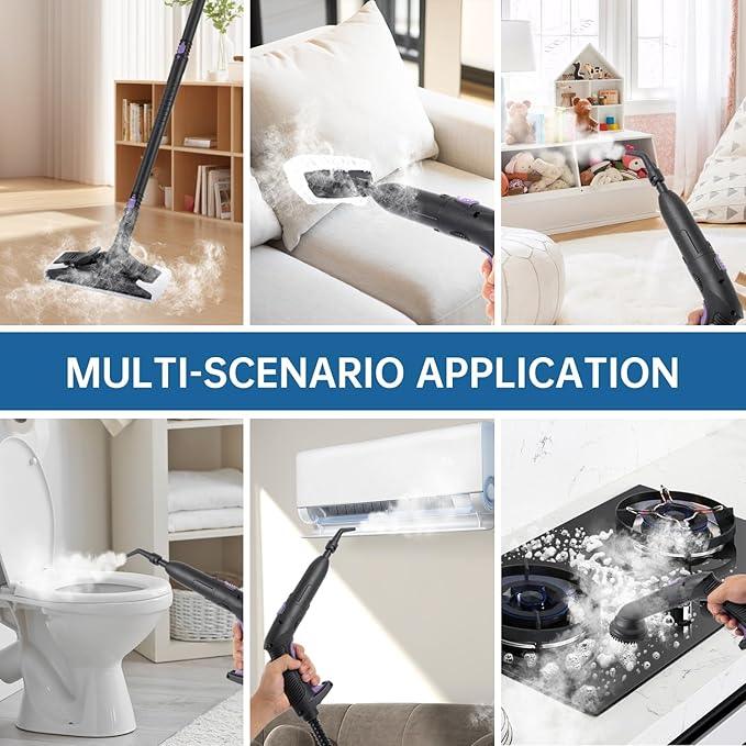 Steam Cleaner, Powerful Heavy Duty Canister Steamer with 34 Accessories, Steam Mop with 16.4 Ft Extra-Long Power Cord for Home Floor Cleaning, Grout, Upholstery, Car Detailing, Purple - NeatNest
