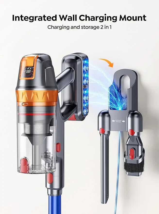 Cordless Vacuum Cleaner, 600W with Extra Mattress Cleaning Tool, 45KPA Stick Vacuum Cleaners for Home 60 Mins Runtime, Self-Standing, Wall Mount Charging, Rechargeable Vacuum for Floor Carpet Pet Hair - NeatNest