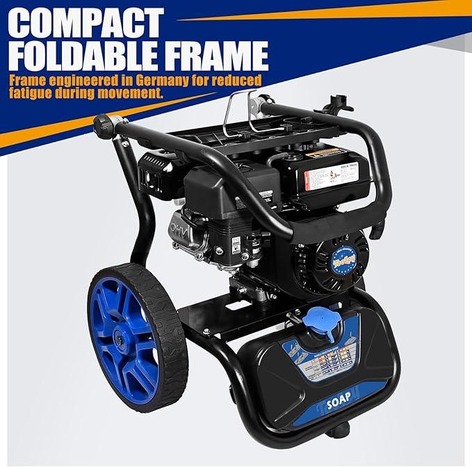 TOOLCY 3400 PSI & 2.8 GPM Gas Powered Pressure Washer with Onboard Soap Tank, Power Washer for Cleaning Cars Homes Patios Fences Driveways, Spray Gun, 5 Nozzles - NeatNest