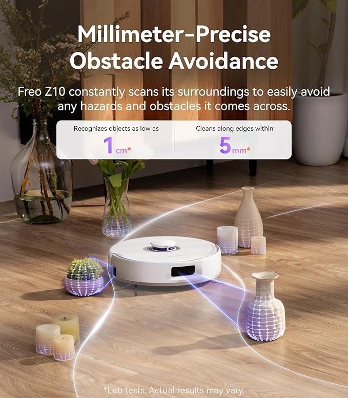 NARWAL Freo Z10 Robot Vacuum and Mop Combo, Tangle Free Robot Mop, 15,000Pa Suction, Adapts to Hard-to-Reach Areas, Self-Emptying, Mop Washing & Drying, Obstacle Avoidance, for Pet Hair & Hard Floor - NeatNest