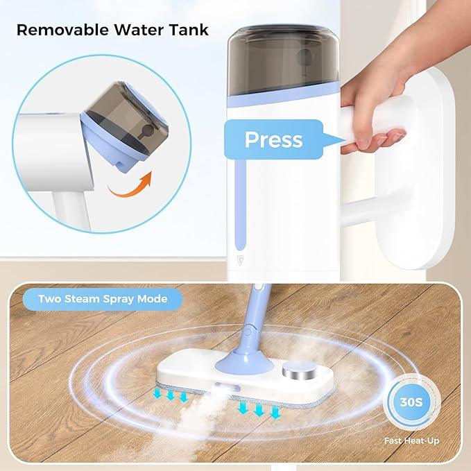 10 in 1 Floor Steamer with Detachable Handheld Steam Cleaner Perfect for Hardwood Floors, Clothes, Windows, Tiles, Furniture, Carpet, Whole Home Use,Steam Mop for Floor Cleaning - NeatNest