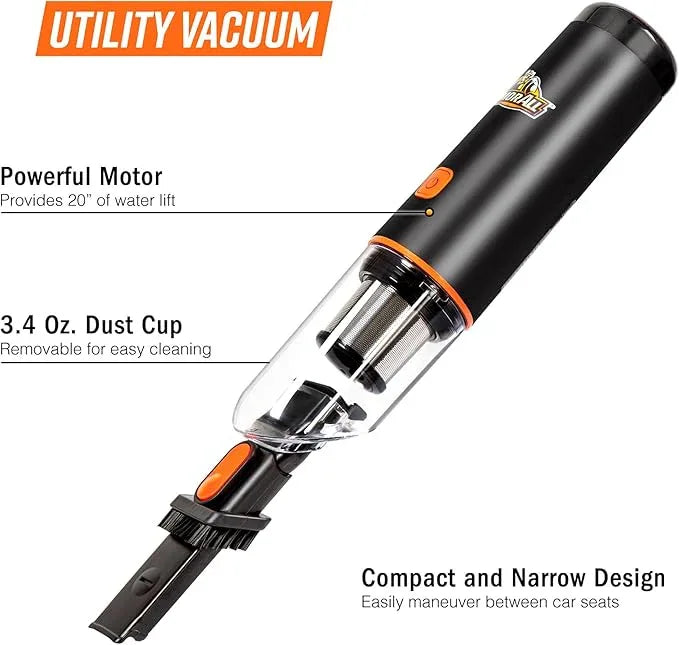 Armor All AA07V2 0901 Cordless Car Vacuum Handheld Mini Vacuum Cleaner for Car Interior Home, Orange - NeatNest