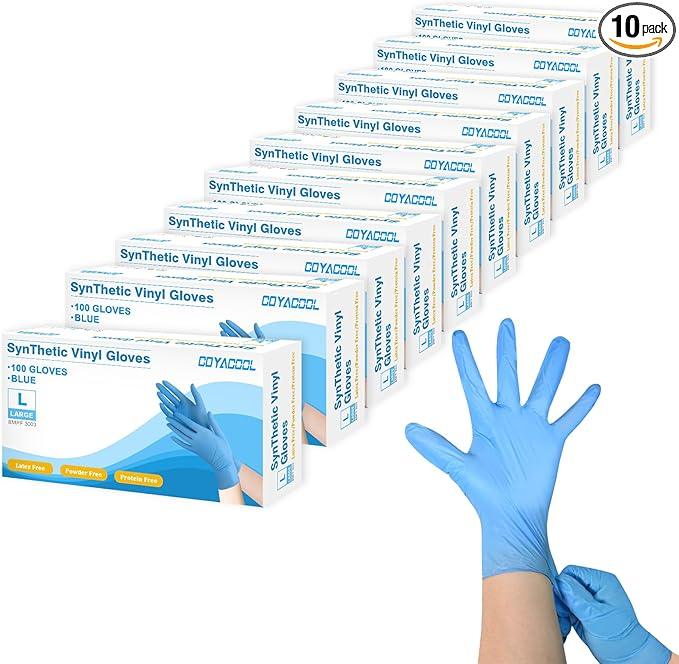 Disposable Gloves Large, Nitrile and Vinyl Blend Material Gloves, Latex Free, 4 Mil,1000 Pc. Food Grade Glove for Cleaning, Food Prep, Hair Dye, Tattoo, Blue - NeatNest