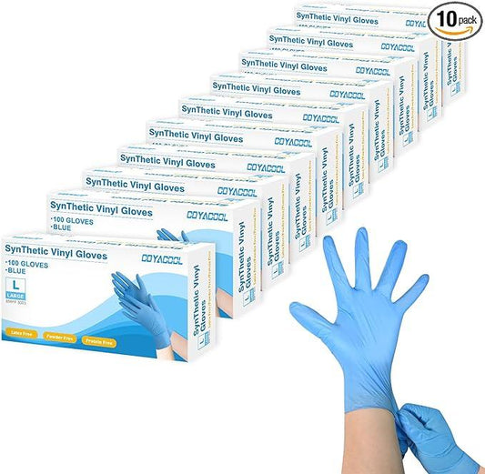 Disposable Gloves Large, Nitrile and Vinyl Blend Material Gloves, Latex Free, 4 Mil,1000 Pc. Food Grade Glove for Cleaning, Food Prep, Hair Dye, Tattoo, Blue - NeatNest