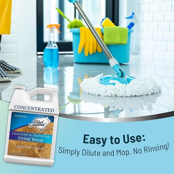 Black Diamond Stoneworks Natural Stone Cleaner - Limestone, Slate & Travertine Cleaner - Natural Stone Shower Cleaner for Marble - Concentrated PH Neutral Stone Floor Cleaner - 1-Gallon. - NeatNest