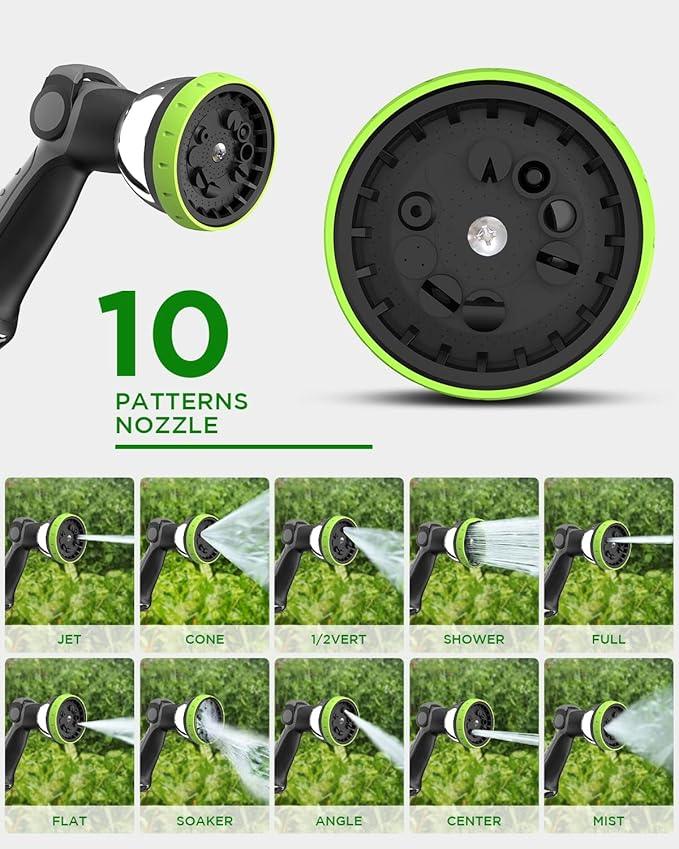 Retractable Garden Hose Reel, 1/2 Inch x 100 ft + 6 ft Wall Mount Hose Reel with Automatic Slow Rewind System, Any Length Lock, 10 Patterns Hose Nozzle, 180°Swivel Bracket, for Garden Watering - NeatNest
