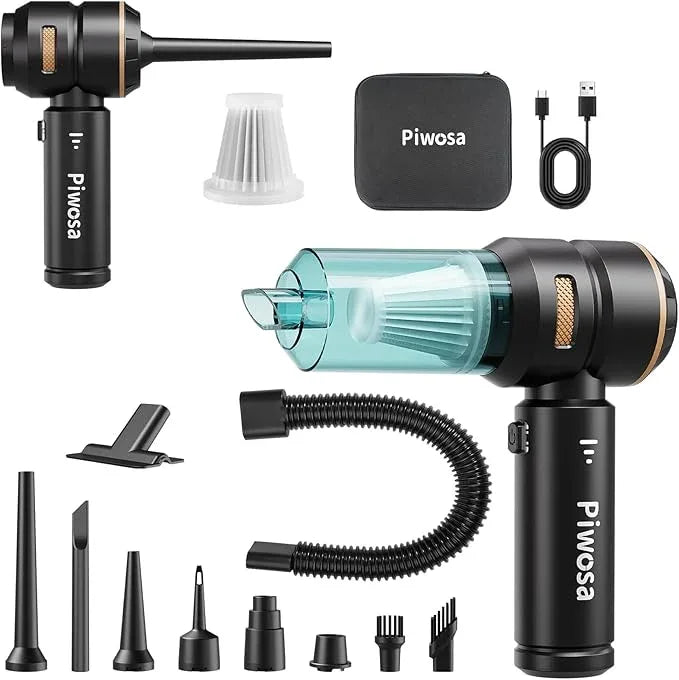 Handheld Vacuum Cordless, Car Vacuum Cleaner with Brushless Motor, Strong Suction Vacuum & Compressed Air Dusters with LED Light, Wireless Mini Portable Hand Vacuum Blower for Home, Pet (Black) - NeatNest