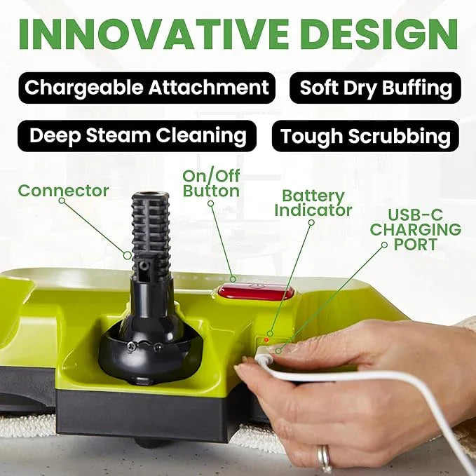 H2O HD Dual Buff Steam Mop, 8 in 1 Handheld Steam Cleaner For Kitchen Tile Floors, Hardwood Floors, Grout Cleaner, Upholstery Cleaner and Carpets, 2 washable scrub pads, 8 cleaning accessories - NeatNest