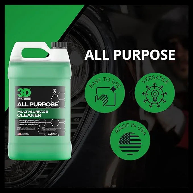 3D All Purpose Cleaner – High-Performance Interior & Exterior Car Cleaner for Vinyl, Leather, Plastic, Fabric, Carpet & More - 1 Gallon - NeatNest