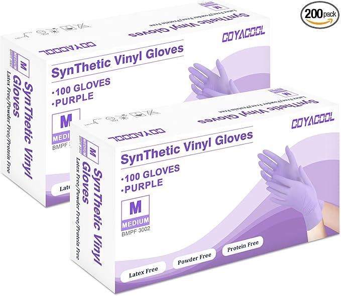 Disposable Gloves Medium, Nitrile and Vinyl Blend Material Gloves, Latex Free, 4 Mil 200 Pc Food Grade Glove for Cleaning, Food Prep, Hair Dye, Tattoo, Purple - NeatNest