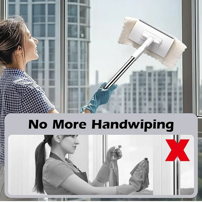 Mini Sweeper Mop,Masthome Reusable Clamp Mop with Short Stainless Steel Handle,1 Second Installation,Flat Dust Mops for House Wall,Bathroom, Windows, Corners, Includes 1 Sweeping Cloth - NeatNest