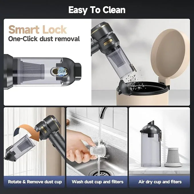 Car Vacuum Portable Cordless, Foldable Handheld Vacuum with Brushless Motor, 22000PA High Power Mini Hand Vacuum Cleaner & Air Blower & Duster & Pump for Home, Pet, Office - NeatNest