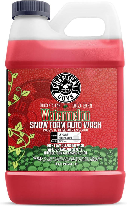 Chemical Guys CWS20864 Watermelon Snow Foam Car Wash Soap (Works with Foam Cannons or Bucket Washes) For Cars, Trucks, Motorcycles, RVs & More, 64 fl oz (Half Gallon) Watermelon Scent - NeatNest