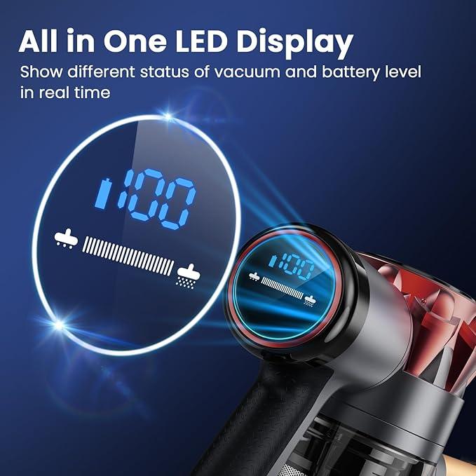 S3P Cordless Vacuum Cleaner, 45kPa Powerful Suction Vacuum Cleaners for Home, 55-Min Runtime Rechargeable Stick Vacuum, Self-Standing, for Pet Hair Carpet Hard Floor, LED Display - NeatNest