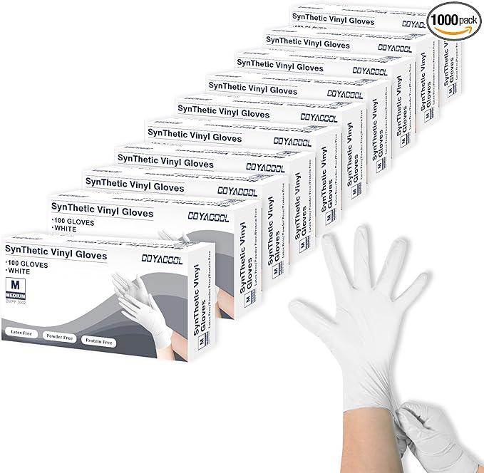 Disposable Gloves Medium, Nitrile and Vinyl Blend Material Gloves, Latex Free, 4 Mil 1000 Pc Food Grade Glove for Cleaning, Food Prep, Hair Dye, Tattoo, White - NeatNest