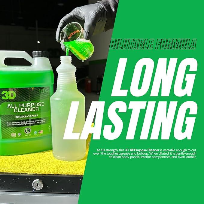 3D All Purpose Cleaner – High-Performance Interior & Exterior Car Cleaner for Vinyl, Leather, Plastic, Fabric, Carpet & More - 16 oz - NeatNest