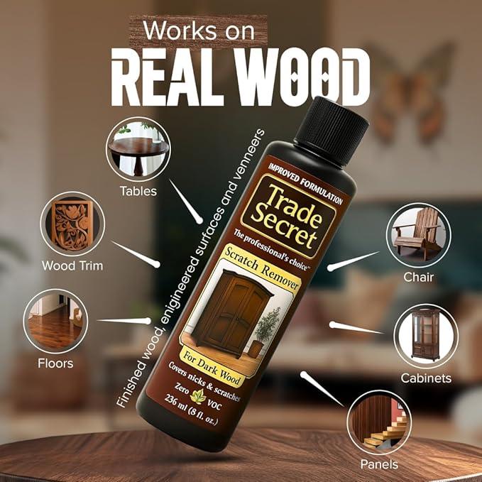 Trade Secret Scratch Concealer for Real Wood Furniture & Floors – Restores Dark Wood Scratch, Covers Nicks, Scuffs & Dogs, Cats Scratches, Marks, Minor Defects - NeatNest