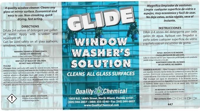 Quality Chemical Glide Streak-Free Outdoor Window Cleaner Washer's Solution - Outdoor Glass Cleaner for Ultimate Window Washing Solution, Perfect for Outdoor Use - Commercial Grade 128oz (Pack of 1) - NeatNest