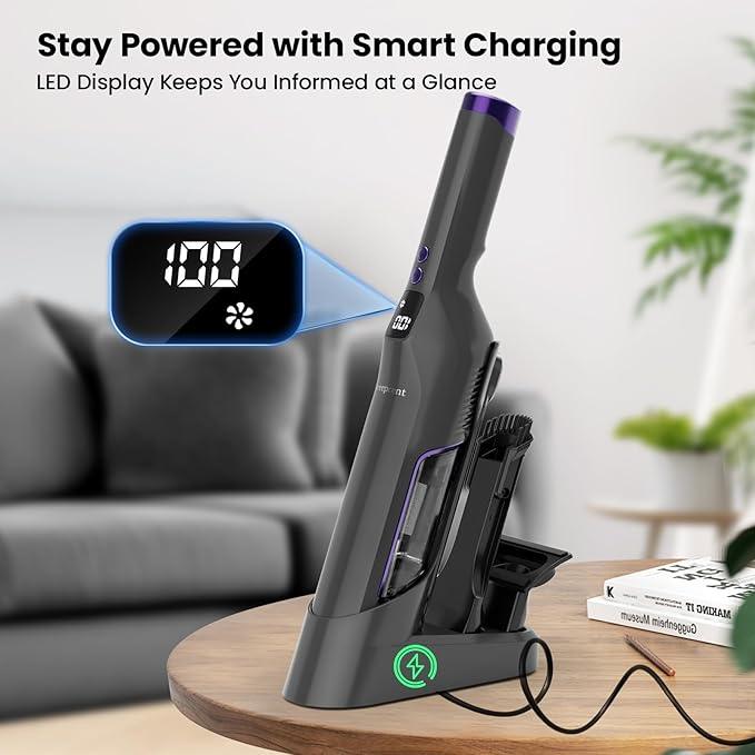 Handheld Vacuum Cordless, 24Kpa Car Vacuum with Brushless Motor, Charging Dock, Rechargeable, 1.5lbs Portable Handheld Vacuum with 2-Speed for Home/Car/Pet (Purple) - NeatNest