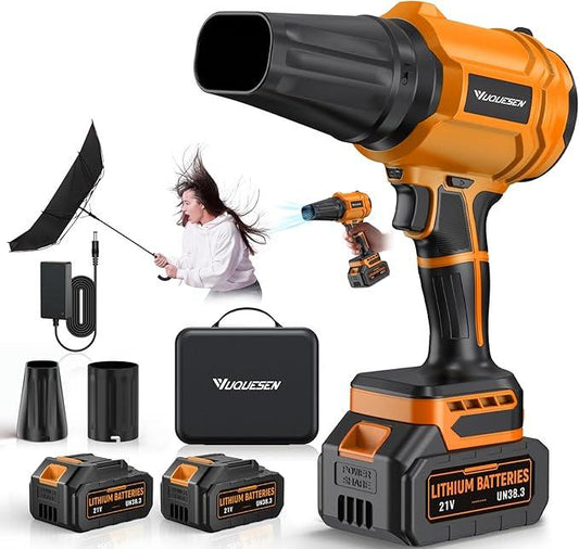 Cordless Leaf Blower, 980,000 RPM Handheld Leaf Blower with 2 X 4.0Ah Batteries & Charger, Lightweight Leaf Blowers for Patio Cleaning, Lawn Care, Leaves, Dust - Orange - NeatNest