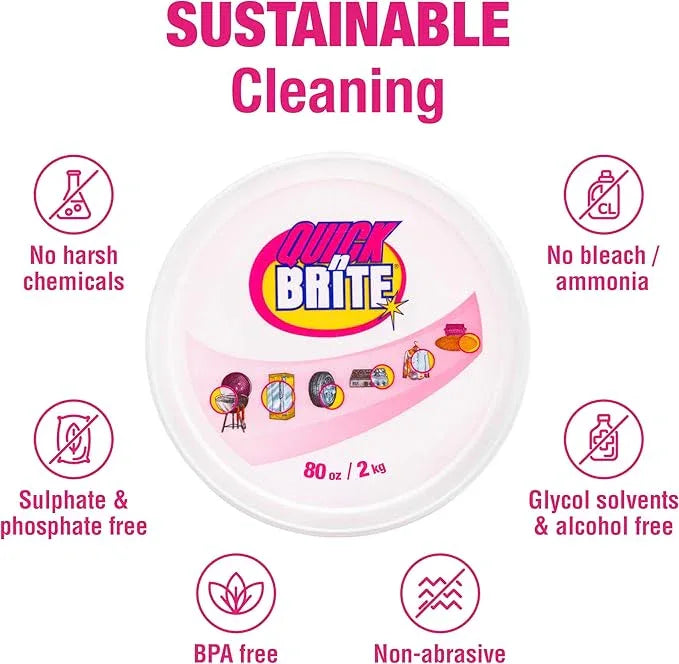 Quick 'n Brite All Purpose Cleaning Paste – Miracle Cleaner for Tough Stains, Biodegradable, Non-Toxic, Pet-Safe, Multi-Surface Stain Remover, Made in USA, 80 Oz - NeatNest