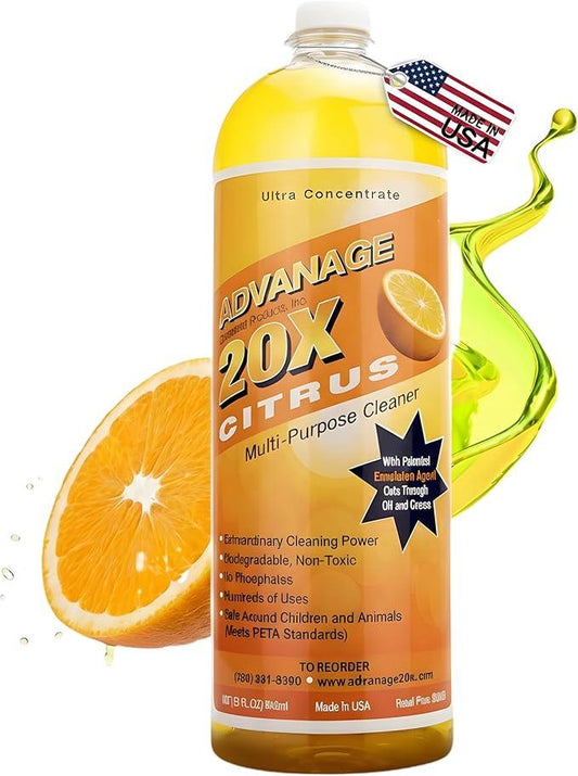 Advanage 20X Household Cleaner Concentrate Refill, 32 oz | Citrus All Purpose Cleaner | Multi Surface Dilute for Floors, Carpets, Glass, Counters, Appliances, and General Home Cleaning, USA Made - NeatNest